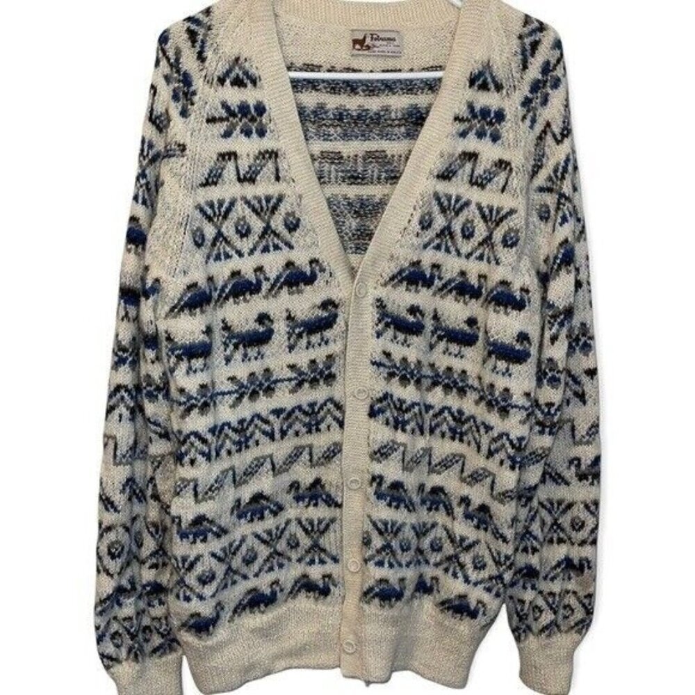 Fotrama 100% Alpaca Wool Button Front Cardigan Sweater Size **Read** Men's